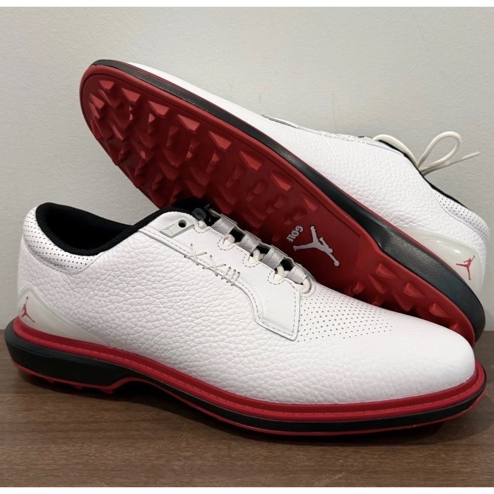 Nike Air Jordan ADG 5 Jumpman White Black Red Golf Shoes FQ6642-103 Men's 8.5